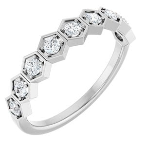 14K White Gold 1/3 CT Natural Diamond Geometric Stackable Ring (Style 71876)