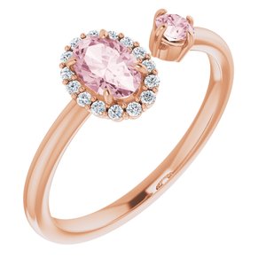 Natural Pink Morganite And 1/6 CTW Natural Diamond Ring (Style 71903)