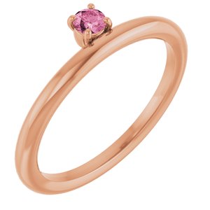 Natural Pink Tourmaline Stackable Ring (Style 123286)