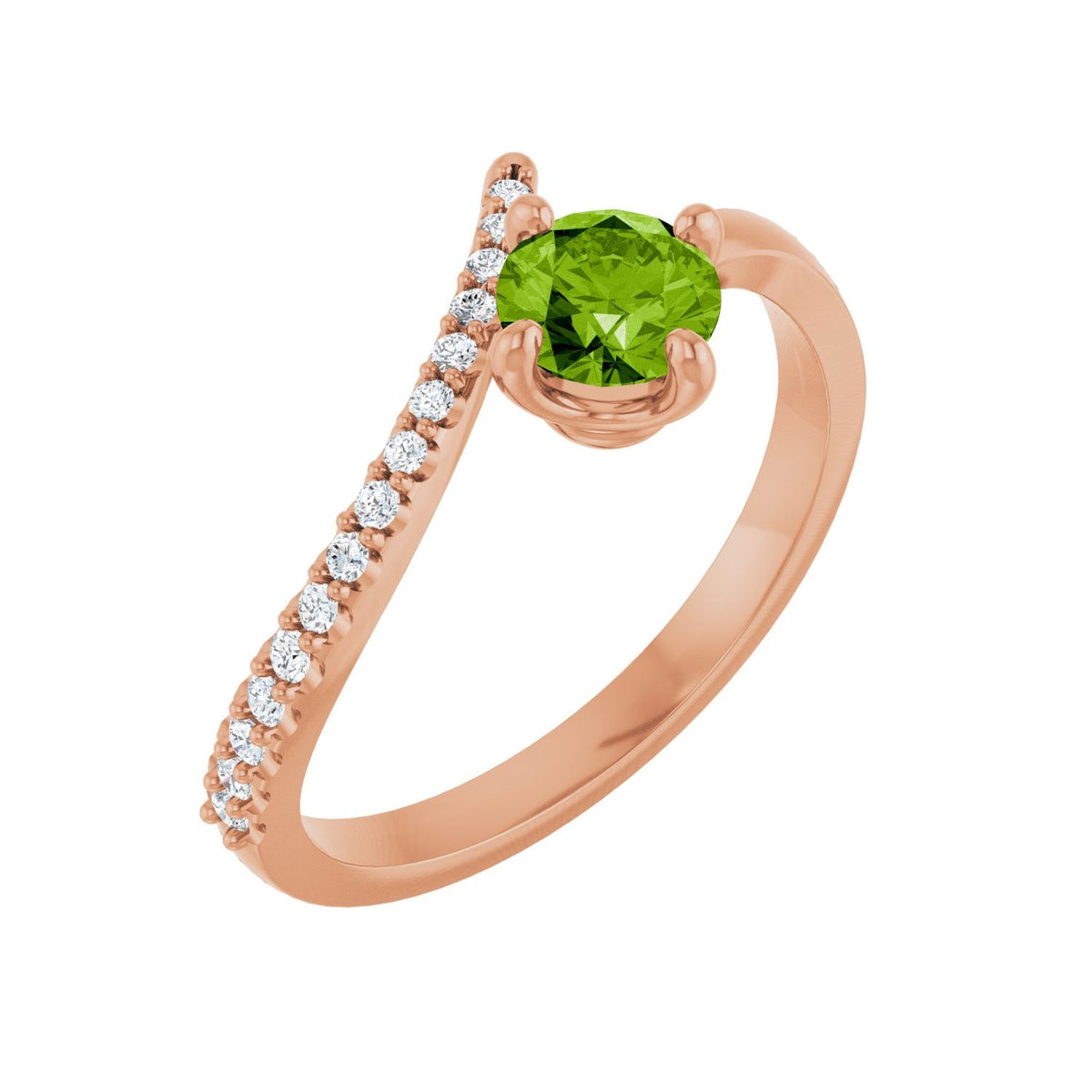 Natural Peridot And 1/10 CTW Natural Diamond Bypass Ring (Style 71965)