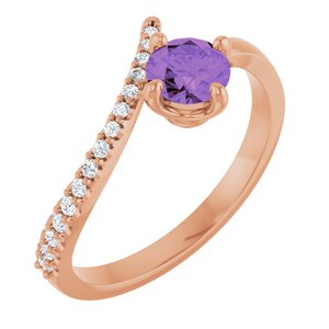 Natural Amethyst And 1/10 CTW Natural Diamond Bypass Ring (Style 71965)