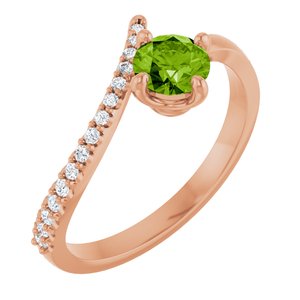 Natural Peridot And 1/10 CTW Natural Diamond Bypass Ring (Style 71965)
