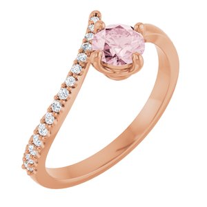 Natural Pink Morganite And 1/10 CTW Natural Diamond Bypass Ring (Style 71965)