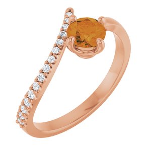 Natural Citrine And 1/10 CTW Natural Diamond Bypass Ring (Style 71965)
