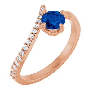 Natural Blue Sapphire And 1/10 CTW Natural Diamond Bypass Ring (Style 71965)