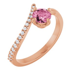 Natural Pink Tourmaline And 1/10 CTW Natural Diamond Bypass Ring (Style 71965)