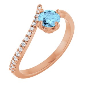 Natural Aquamarine And 1/10 CTW Natural Diamond Bypass Ring (Style 71965)