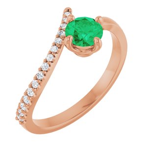 Natural Emerald And 1/10 CTW Natural Diamond Bypass Ring (Style 71965)