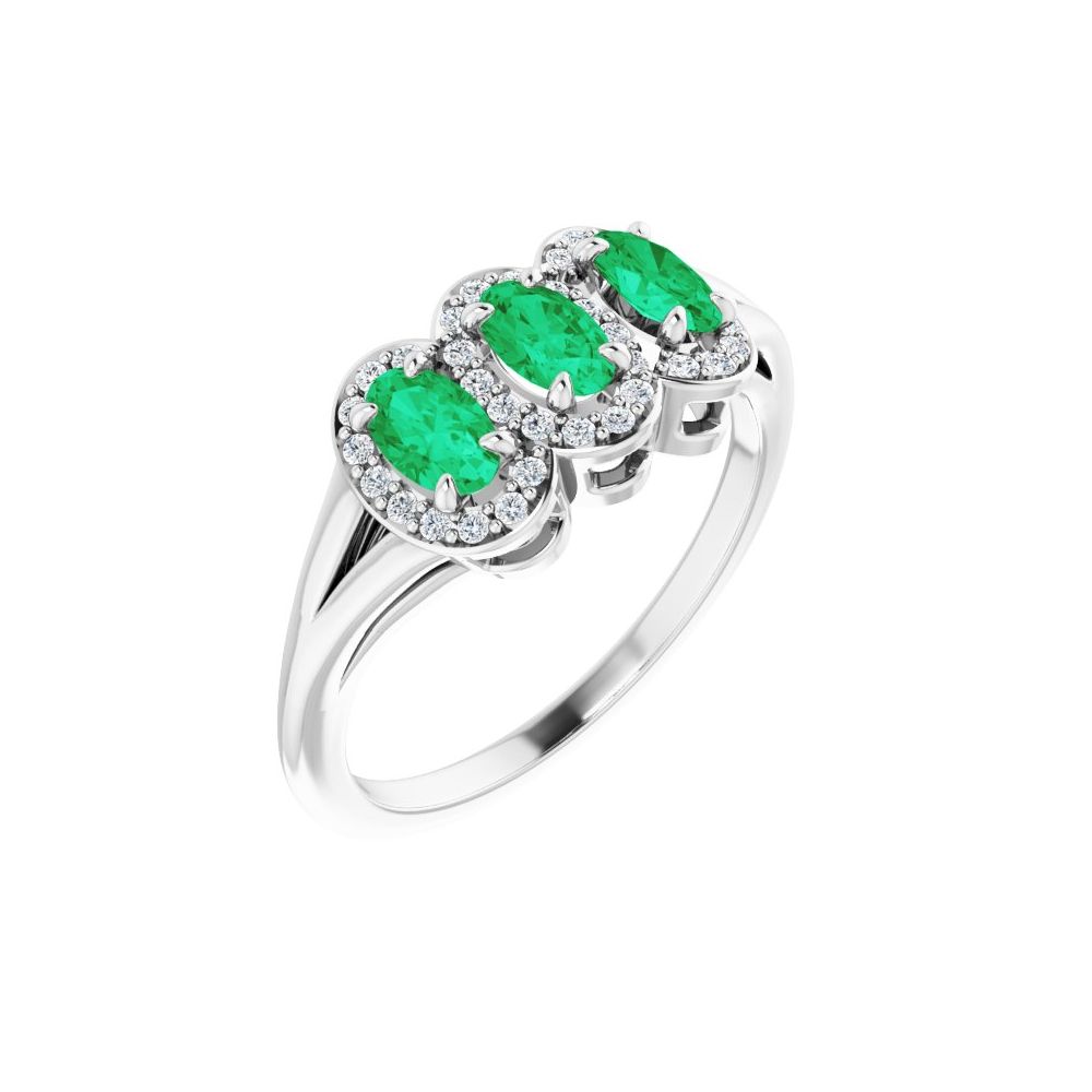 Lab-Grown Emerald & 1/8 CTW Natural Diamond Ring (Style 71979)