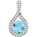 Natural Aquamarine And .08 Ctw Natural Diamond Pendant (Style 86680)