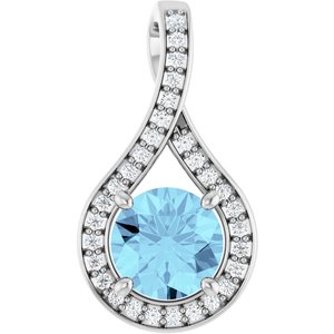 Natural Aquamarine And .08 Ctw Natural Diamond Pendant (Style 86680)