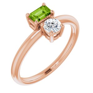 Natural Peridot And Natural White Sapphire Ring (Style 71982)