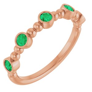 Natural Emerald Stackable Beaded Ring (Style 71991)