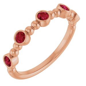 Natural Ruby Stackable Beaded Ring (Style 71991)