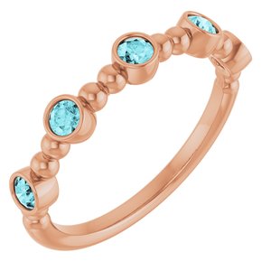 Natural Blue Zircon Stackable Beaded Ring (Style 71991)