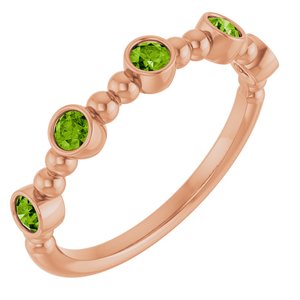 Natural Peridot Stackable Beaded Ring (Style 71991)