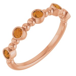 Natural Citrine Stackable Beaded Ring (Style 71991)