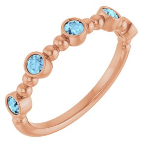 Natural Aquamarine Stackable Beaded Ring (Style 71991)