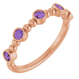 Natural Amethyst Stackable Beaded Ring (Style 71991)