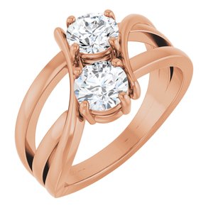 1 CTW Natural Diamond 2-Stone Ring (Style 123228)