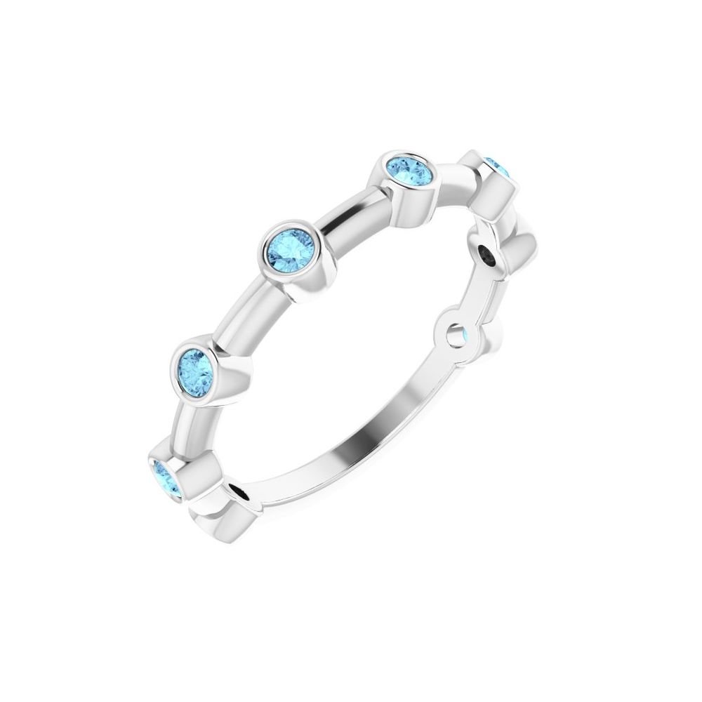 Natural Aquamarine Bezel-Set Bar Ring (Style 72005)