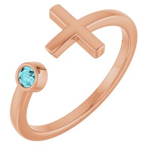 Natural Blue Zircon Negative Space Cross Ring (Style R43083)