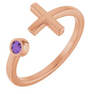 Natural Amehtyst Negative Space Cross Ring (Style R43083)