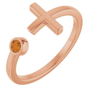 Natural Citrine Negative Space Cross Ring (Style R43083)