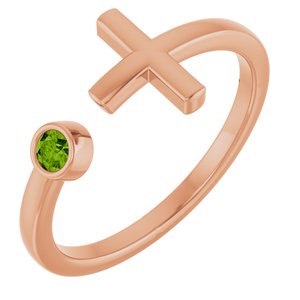 Natural Peridot Negative Space Cross Ring (Style R43083)