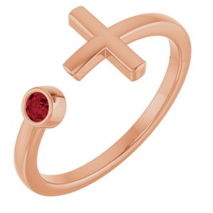 Natural Ruby Negative Space Cross Ring (Style R43083)