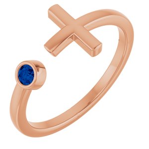Natural Blue Sapphire Negative Space Cross Ring (Style R43083)