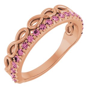 Natural Pink Tourmaline Infinity-Inspired Stackable Ring (Style 72003)