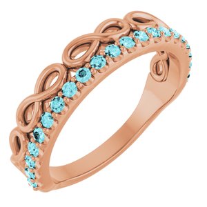 Natural Blue Zircon Infinity-Inspired Stackable Ring (Style 72003)