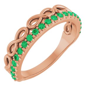 Natural Emerald Infinity-Inspired Stackable Ring (Style 72003)