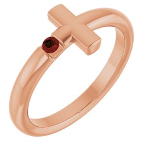 Natural Mozambique Garnet Cross Ring (Style R43090)