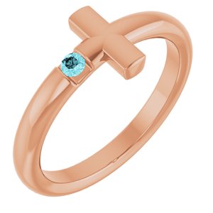 Natural Blue Zircon Cross Ring (Style R43090)