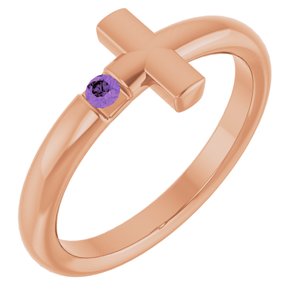 Natural Amethyst Cross Ring (Style R43090)