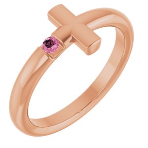 Natural Pink Tourmaline Cross Ring (Style R43090)