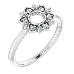14K White Gold 1/10 CTW Natural Diamond Starburst Ring (Style 123709)