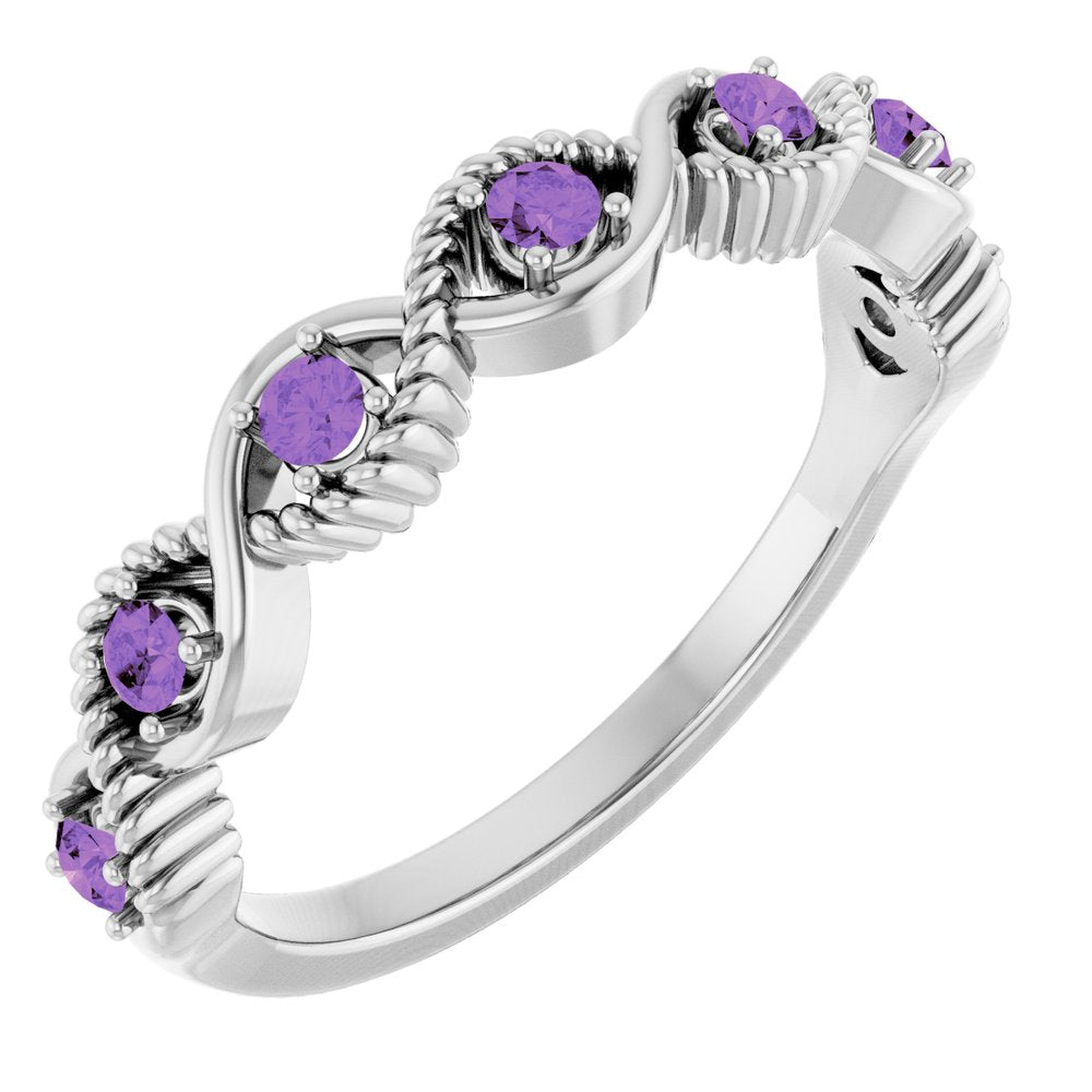 Natural Amethyst Stackable Ring (Style 72046)