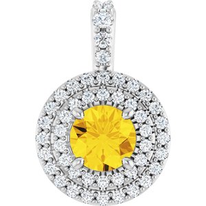Natural Yellow Sapphire And 1/4 Ctw Natural Diamond Pendant (Style 86826)