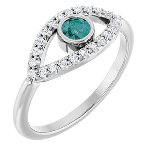 Natural Alexandrite And Natural White Sapphire Evil Eye Ring (Style 72064)