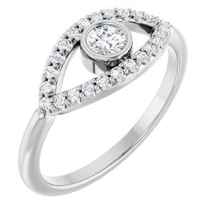 Natural White Sapphire Evil Eye Ring (Style 72064)