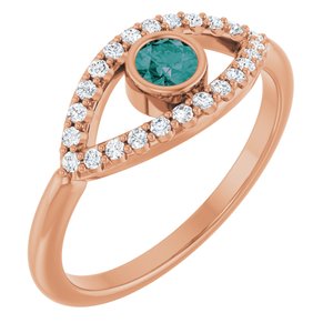 Natural Alexandrite And Natural White Sapphire Evil Eye Ring (Style 72064)