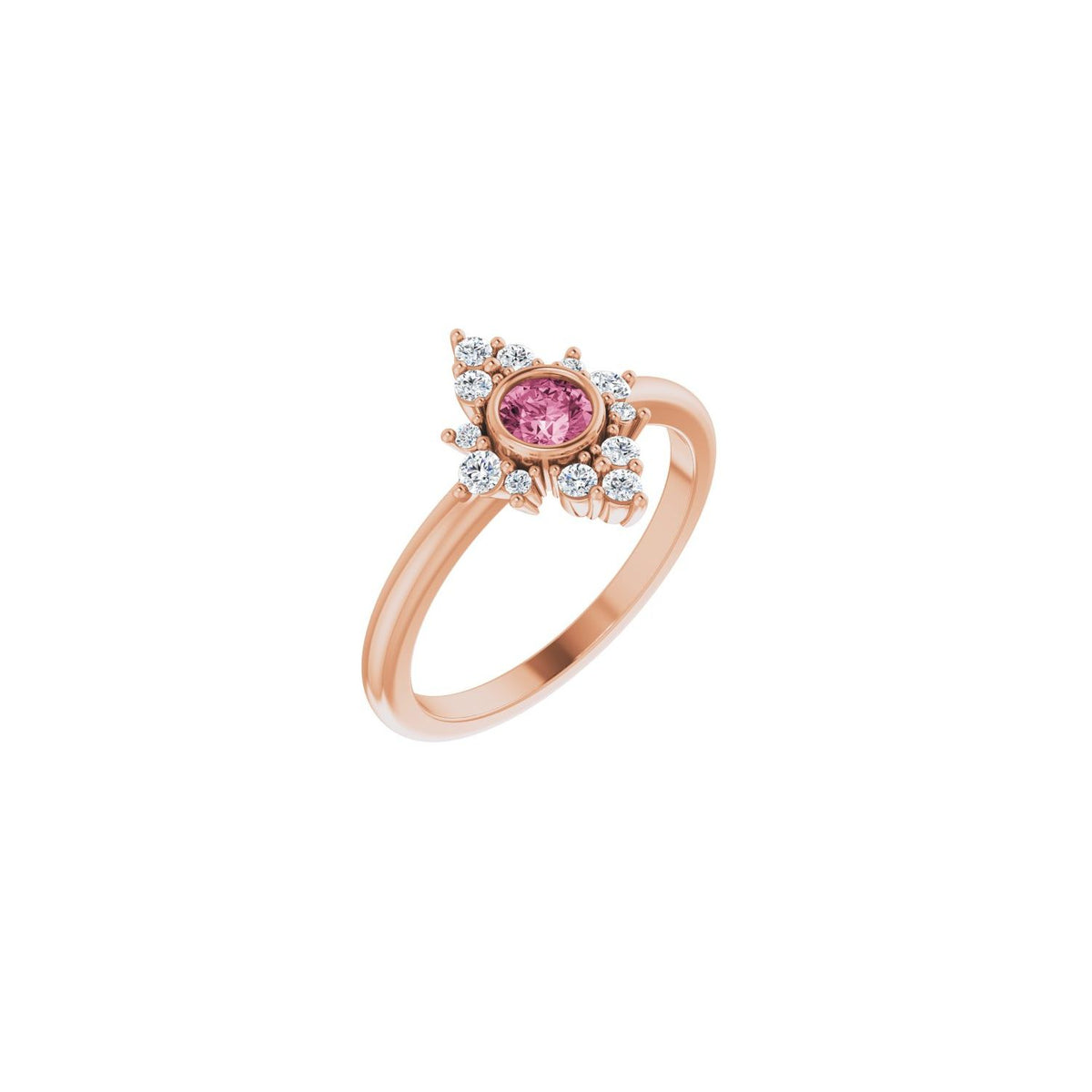 Natural Pink Tourmaline And 1/5 CTW Natural Diamond Halo-Style Ring (Style 72089)