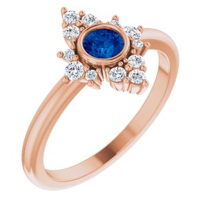 Natural Blue Sapphire And 1/5 CTW Natural Diamond Halo-Style Ring (Style 72089)