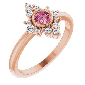 Natural Pink Tourmaline And 1/5 CTW Natural Diamond Halo-Style Ring (Style 72089)