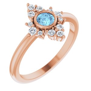 Natural Aquamarine And 1/5 CTW Natural Diamond Halo-Style Ring (Style 72089)