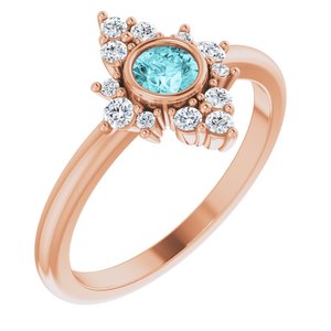 Natural Blue Zircon And 1/5 CTW Natural Diamond Halo-Style Ring (Style 72089)