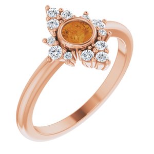 Natural Citrine And 1/5 CTW Natural Diamond Halo-Style Ring (Style 72089)